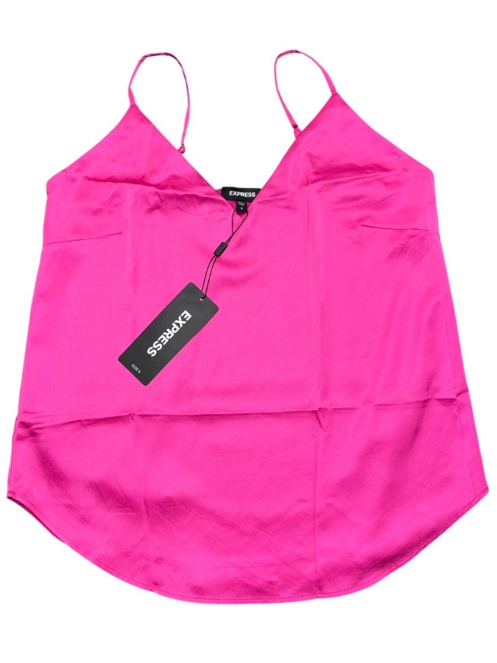 Express Pink Satin Classic Cami  Adjustable Straps NWT Small Tank Satin V Neck